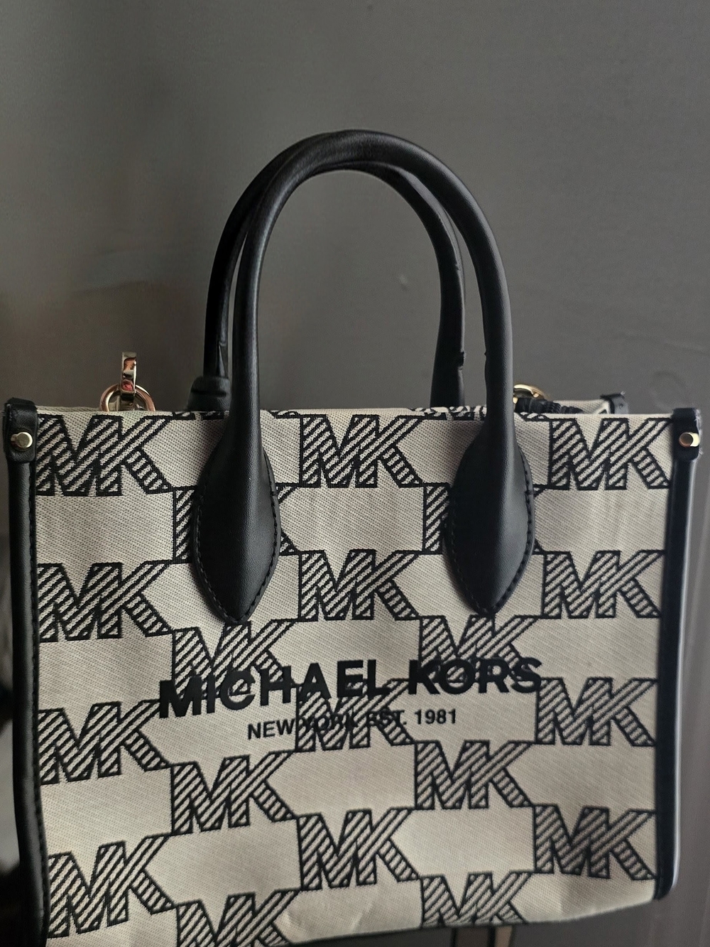 Michael Kors Black and Cream Logo Tote Bag